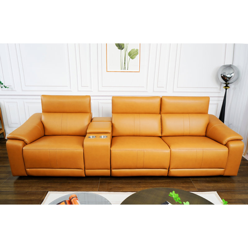 Power Recliner Sofa Set, 3-Seat Reclining Sectional Sofa With Adjustable Headrest