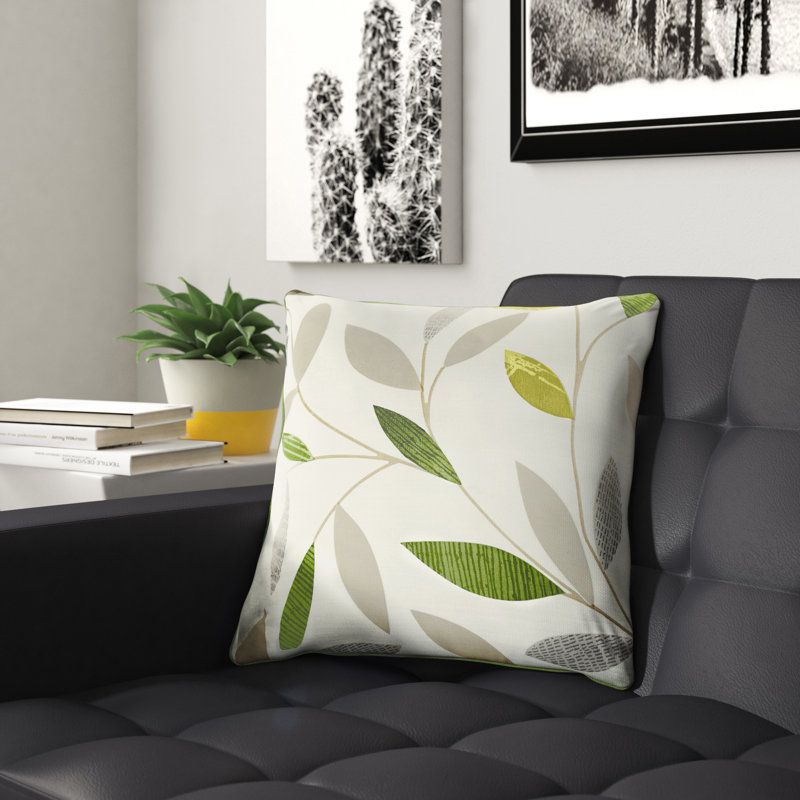 Floral Square Pillow Cover, Green