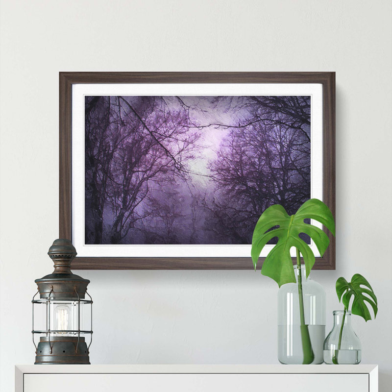 Sky Behind the Winter Trees - Picture Frame Painting Print, 27cm H x 36cm W x 2cm D, Walnut Framed