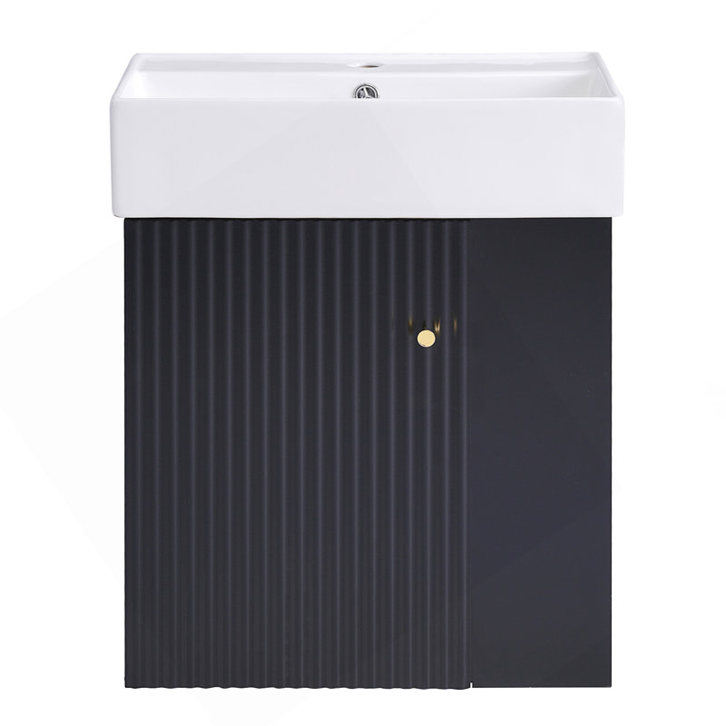 Meuble-lavabo flottant moderne de 21,6 po avec lavabo en céramique - parfait pour les petites salles de bain, rangement à droite