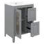 Meuble-lavabo 24 po avec lavabo en céramique, 1 porte en verre, 2 tiroirs à fermeture douce et tablette réglable, armoire de rangement en bois massif-114229091