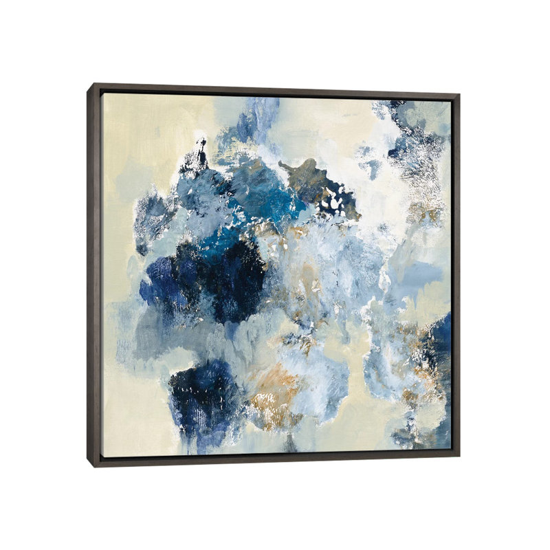 «Indigo» par Silvia Vassileva - impression, Toile encadrée de bois rustique foncé, H 37 po x l 37 po x P 1,5 po, Pas de tapis