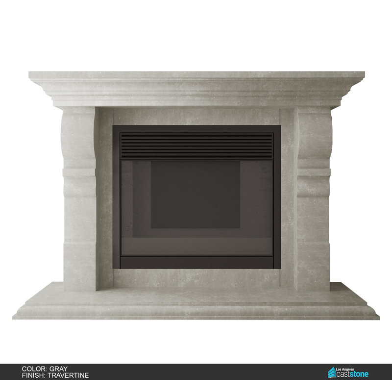 Vana Fireplace Surround, Travertine-Gray