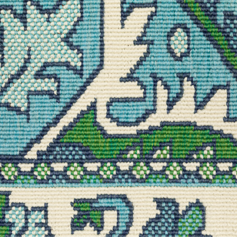 Tapis bleu / vert Aganlane, Rond 7 pi 10 po