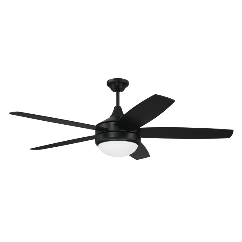 Craftmade Phaze II 52" Ceiling Fan with LED Lights & Wall Control, Matte Black