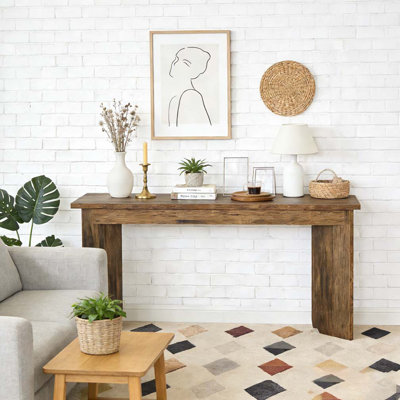 Wooden Console Table Sofa Table Hallway Table with Double Pedestal