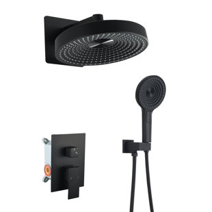 Système de pomme de douche multifonctionnelle à haute pression 12 pouces avec accessoires de pomme de douche à main - noir mat