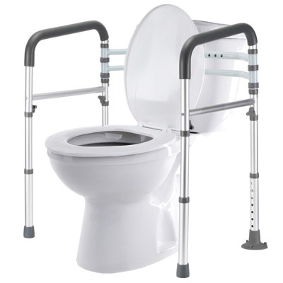 Rails de sécurité pour toilette, Handicap et Handicap pour Handicap pliable pour toutes les toilettes (gris)