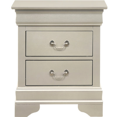 Table de chevet traditionnelle argentée champagne - 20,75 po P x 16,32 po x H 23,42 po, 31,37 lb, sans assemblage, deux tiroirs pour un espace de rangement fonctionnel