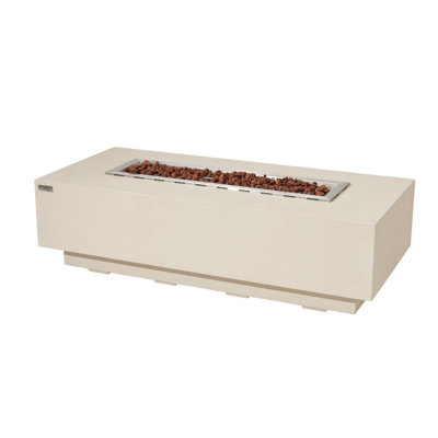 Granville 60” Concrete Fire Table – Frosted Cream White