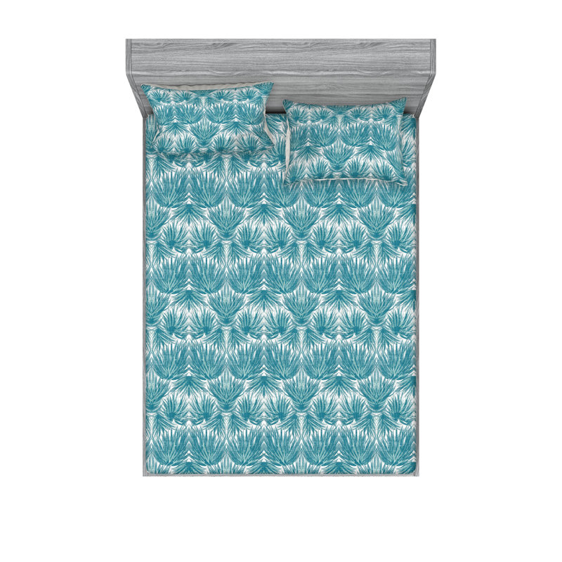 Microfiber Sheet Set, Queen Sheet Set with 2 Pillowcases, Blue Jellyfish