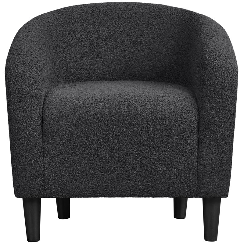 Boucle Club Chair Combining Contemporary and Traditional Design, Dark Grey