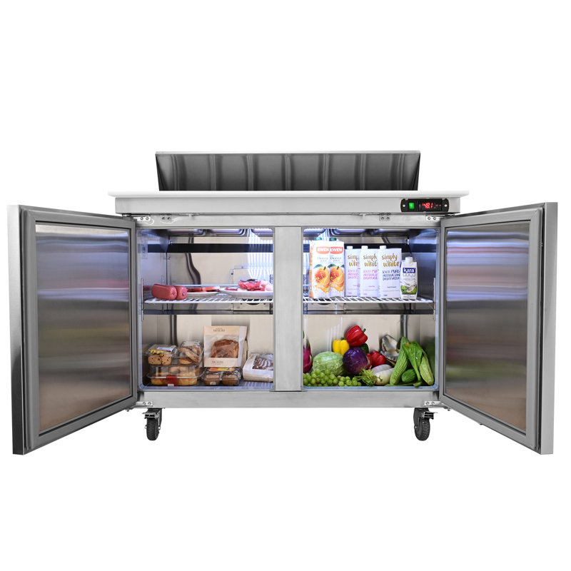 48'' Stainless Steel Double-Door Sandwich Prep Refrigerator