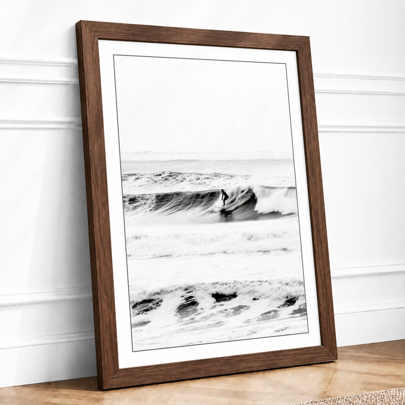 Tempestuous Shore Coastal - Framed Print, A2 - 59.4 x 42.0 cm, Walnut