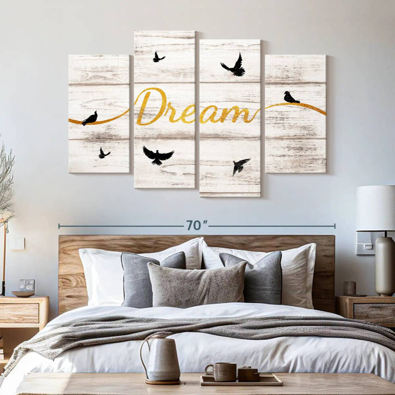 " Dream Typography V " 4 Piece Art Graphic Art Print, 42" H x 68" W x 1.25" D