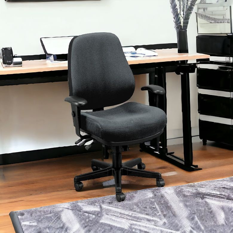 Chaise de bureau réglable pivotante en tissu, Gris anthracite