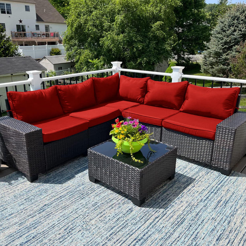 Outdoor 4” Cushion Covers Set Patio Furniture Cushion Covers, Only Covers, Red