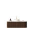 Meuble-lavabo de salle de bain de 122 cm (48 po) avec lavabo rond en céramique blanche, rangement, finition noyer foncé, grand espace de rangement, installation facile, 2 tiroirs, à installer sur le comptoir