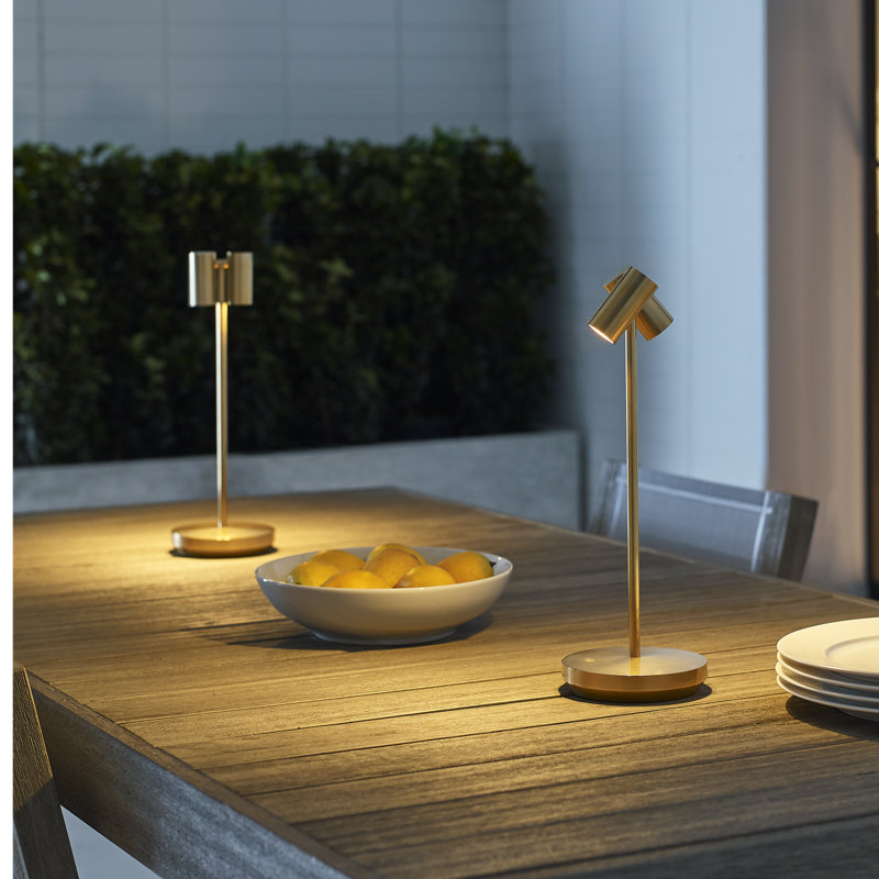 Doppia Accent Rechargeable Table Lamp, Natural Brass