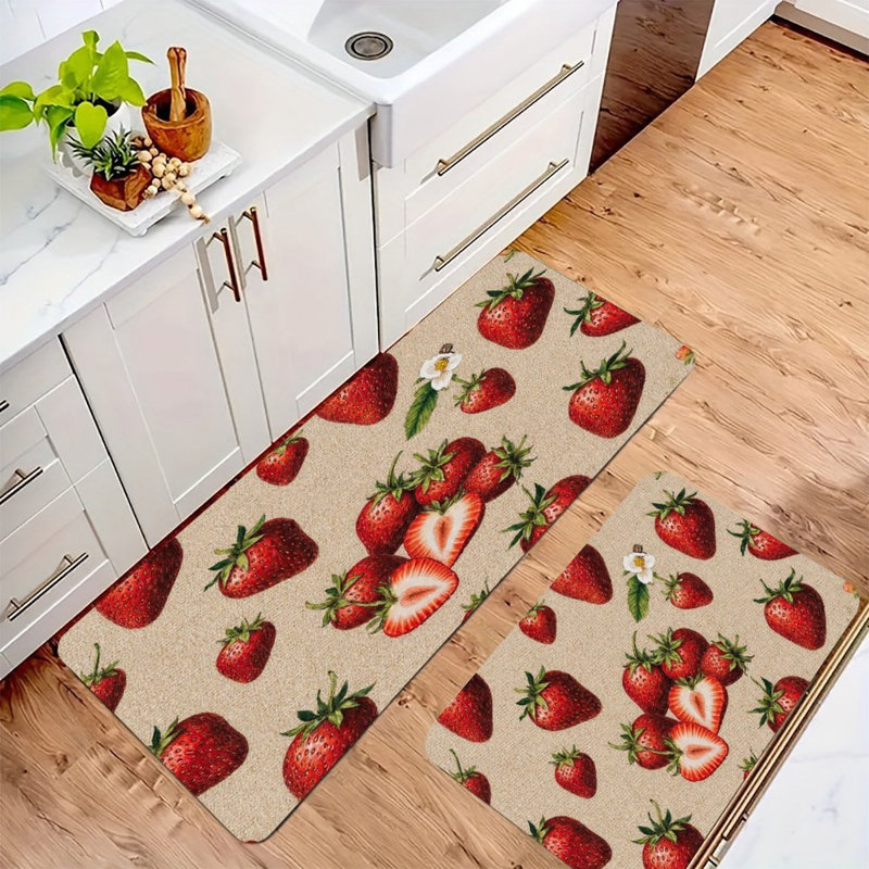 Tapis de cuisine antidérapant 2 pièces Strawberry & Bee