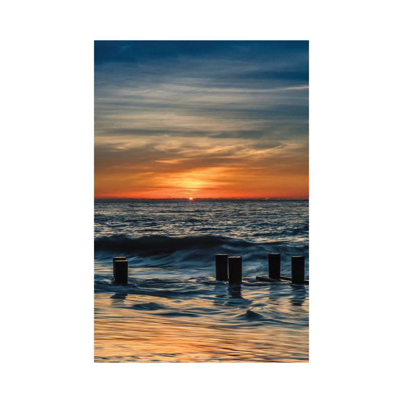 USA, New Jersey, Cape May National Seashore. Sunrise On Winter Shoreline. by Jaynes Gallery - Wrapped Canvas Print