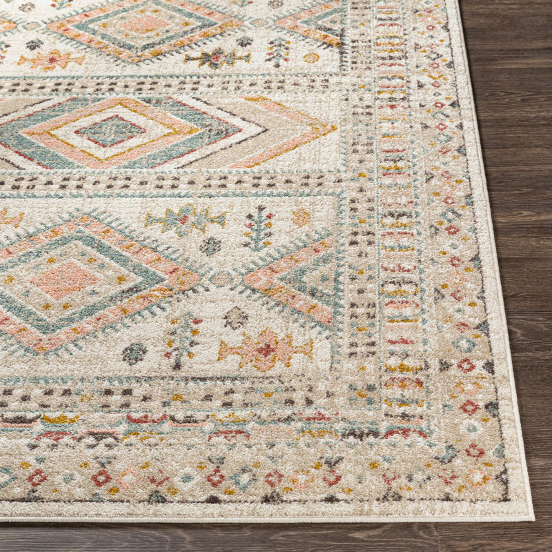 Tapis rose pâle / bleu sarcelle Laurentina Southwestern, Tapis de couloir 2 pi 7 po x 7 pi 3 po