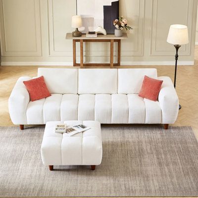 Canapé modulaire convertible de 108,49 po en forme de L blanc avec construction pour le salon et le bureau en blanc, design moderne - revêtement