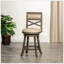 24 Inch Counter Height X-Back Swivel Stool With French Grey Leather, Weathered Grey Finish For Comfort And Style