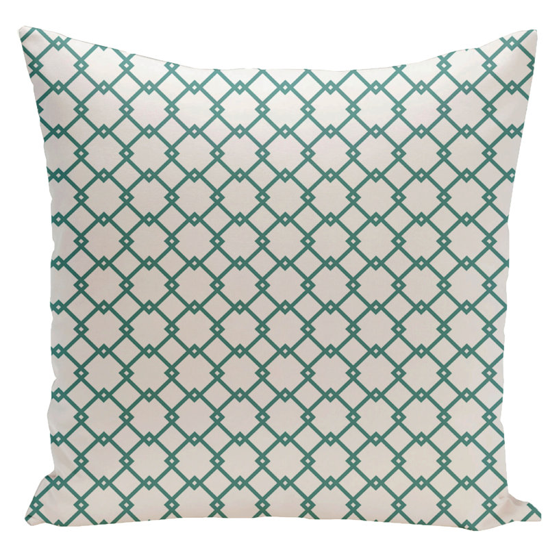 Holiday Brights Geometric Reversible Throw Pillow, 16"x16", Off-White / Teal