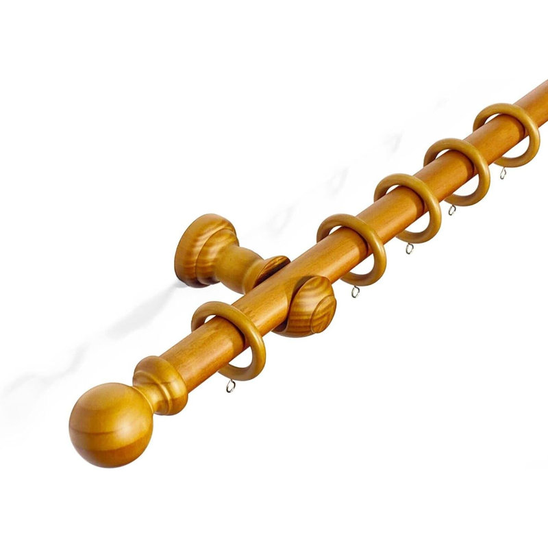 Norgren 28 mm Fixed Length Multi Finials Wooden Curtain Poles, 120cm H x 2cm W x 2cm D, Aged Oak Ball