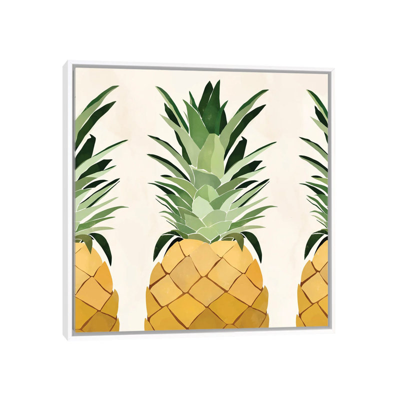 " Pineapple Trio " by Bria Nicole, 26" H x 26" W x 1.5" D, White Framed Canvas, No Mat