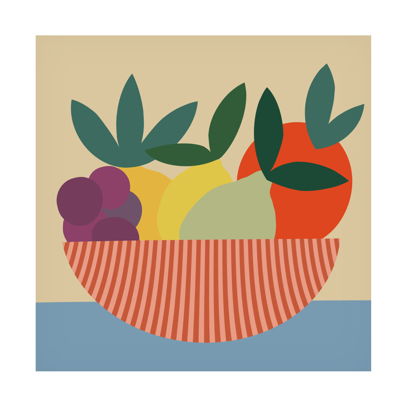 Art mural sur toile tendue - «Regina Fruit Bowl II» de Regina Moore pour décoration de salon, de chambre à coucher ou de bureau - 14 x 14