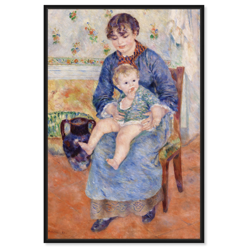 «Young Mother» par Pierre-Auguste Renoir - Impression sur toile, Toile avec cadre noir, H 24 po x l 16 po