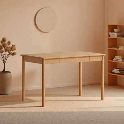 Simple Lght Brown Durable Oak Writing Desk