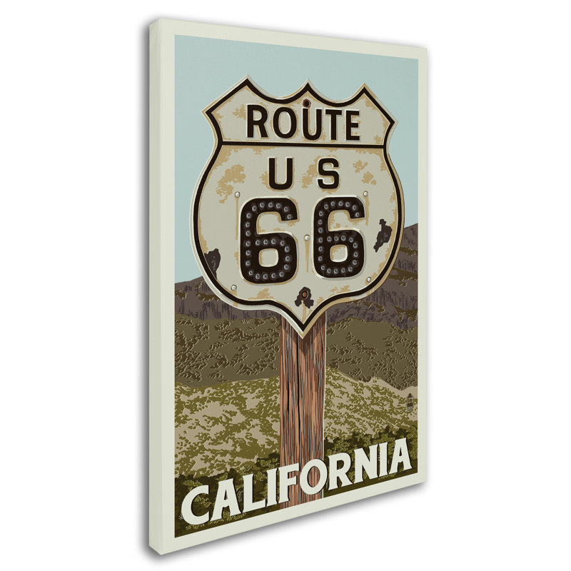Publicité rétro sur toile Kadey «Route 66», H 19 po x l 12 po x P 2 po
