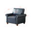 Chaise de salon simple avec pieds en bois et similicuir bleu marine