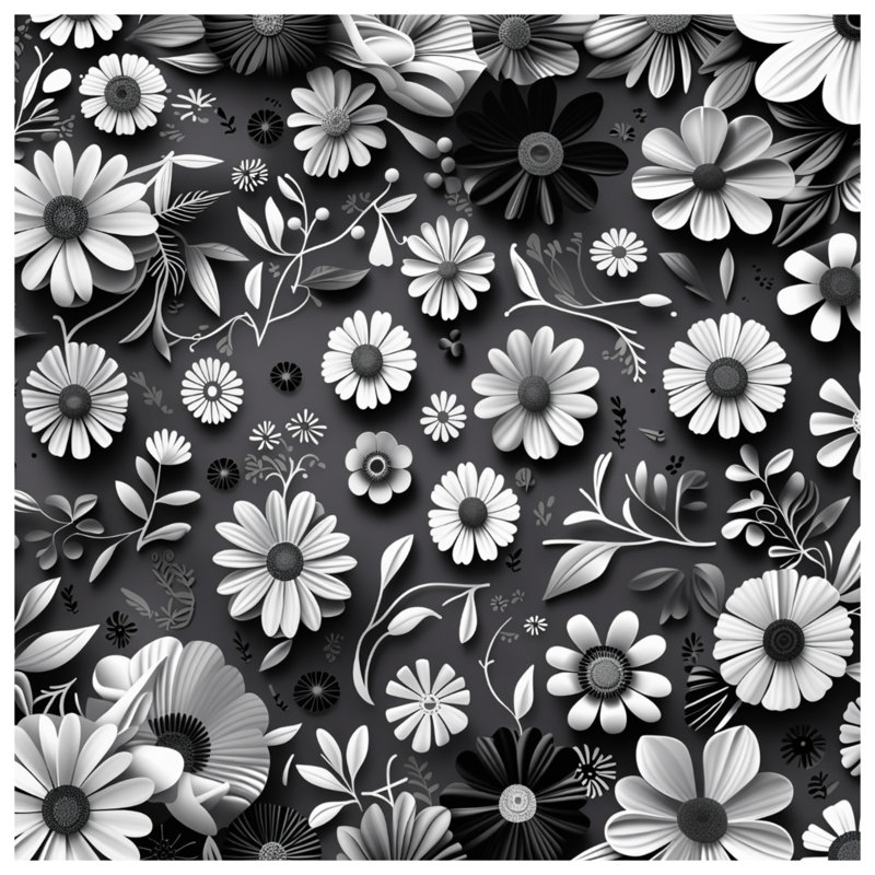 Édredon BlackWhiteFloral, Grand lit