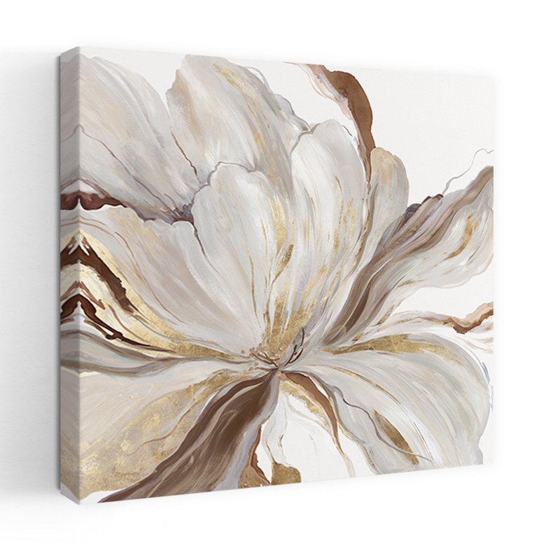 Art floral contemporain abstrait avec papillon II, H 18 po x l 18 po