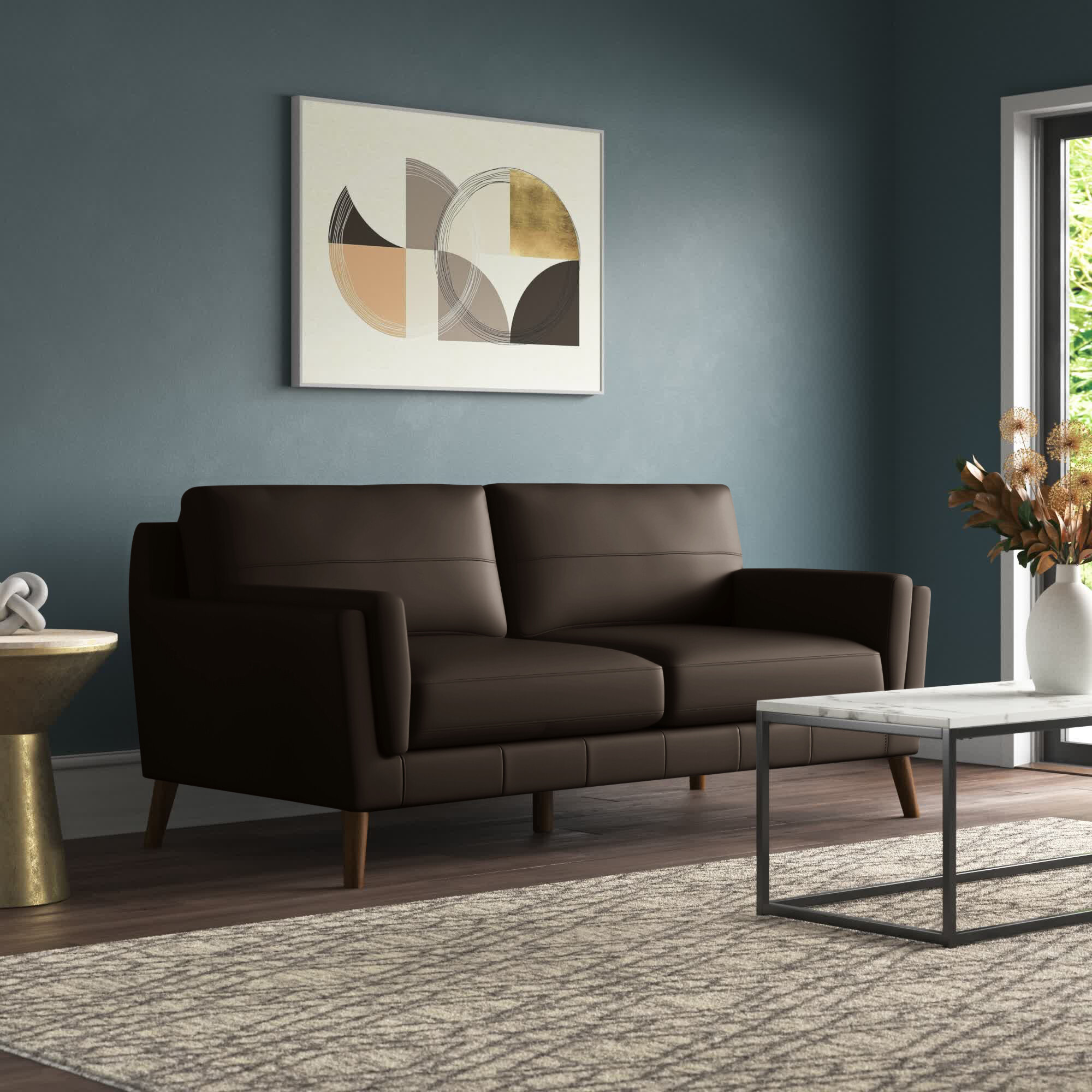 Wade Logan® Azaya Upholstered Sofa, Leather Match & Reviews | Wayfair