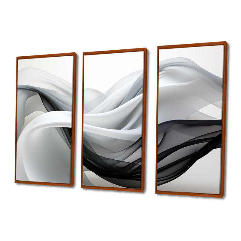 Ensemble d'art mural liquide, Cadre flottant brun, H 28 po x l 36 po x P 1 po