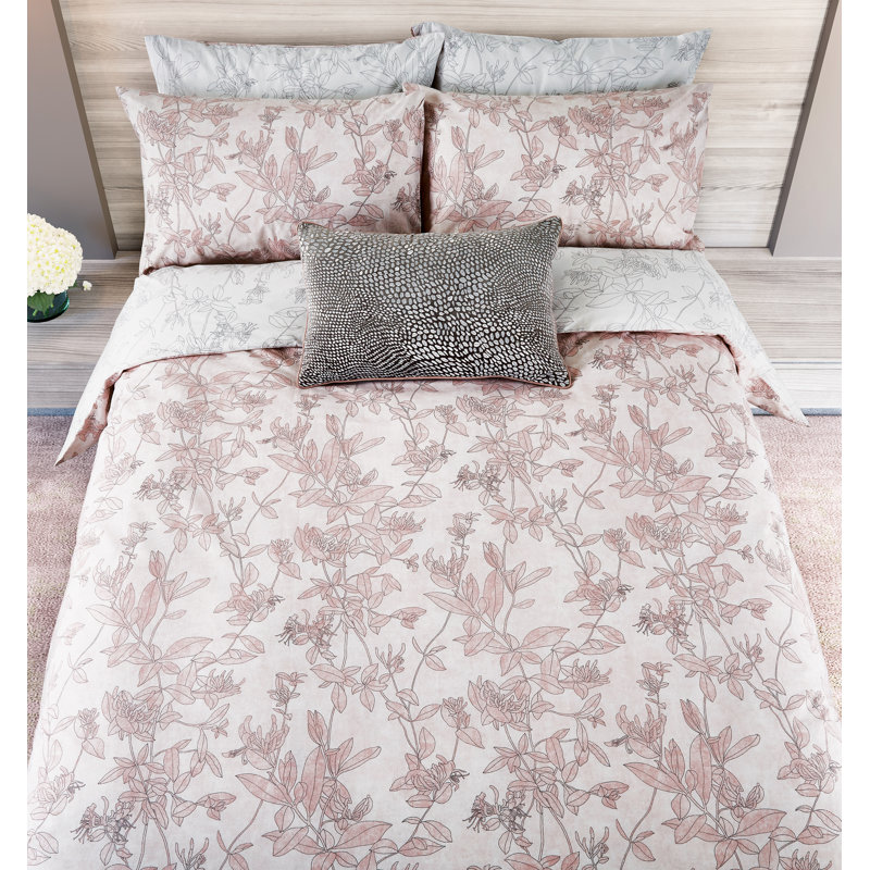 Okika Cotton Duvet Cover Set, Super King - 2 Standard Pillowcases, Pink