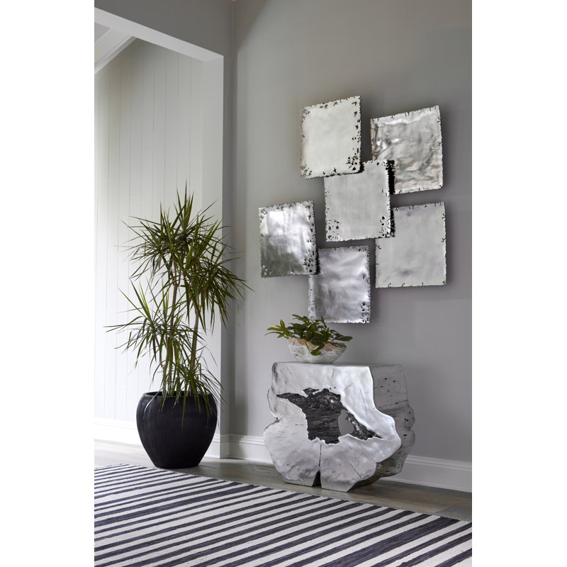 Carrelage mural carré en fonte feuille d'argent 3 pièces