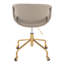 Chaise de travail en métal doré et similicuir gris clair-873416851