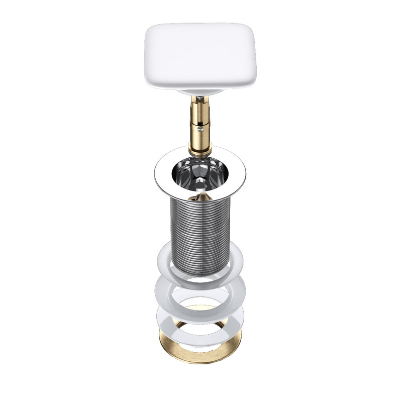  Push Pop Up Basin Waste Plug - Unslotted Suitable for Sink Without Overflow - Rising Square Ceramic Push Button