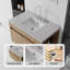 Meuble-lavabo flottant 36 po avec lavabo, porte à fermeture douce, comptoir et dosseret en granite blanc cultivé de 2 po, contreplaqué