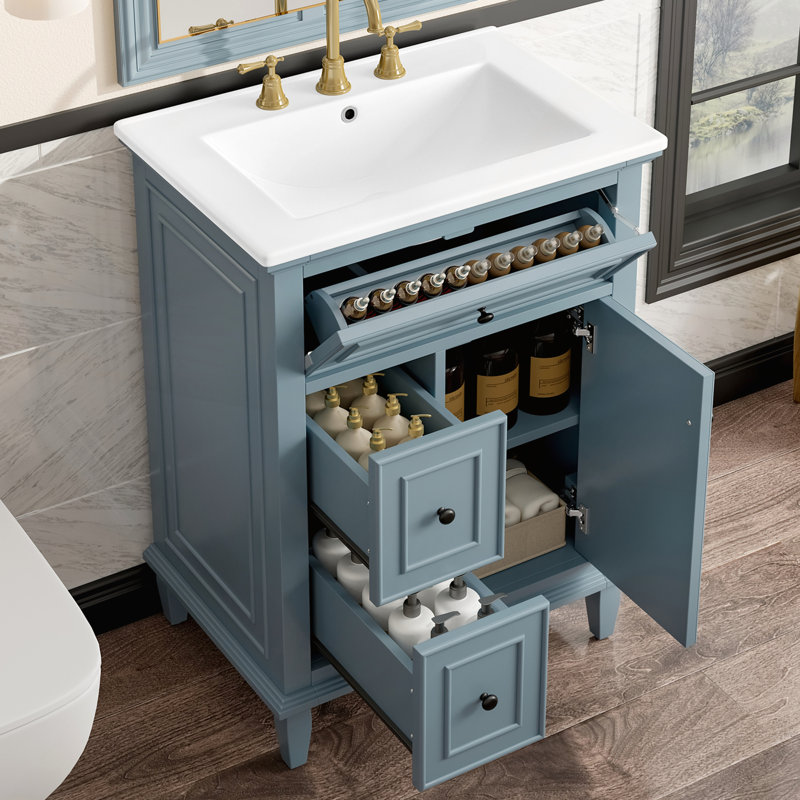 Meuble-lavabo 24 po avec lavabo, Bleu gris