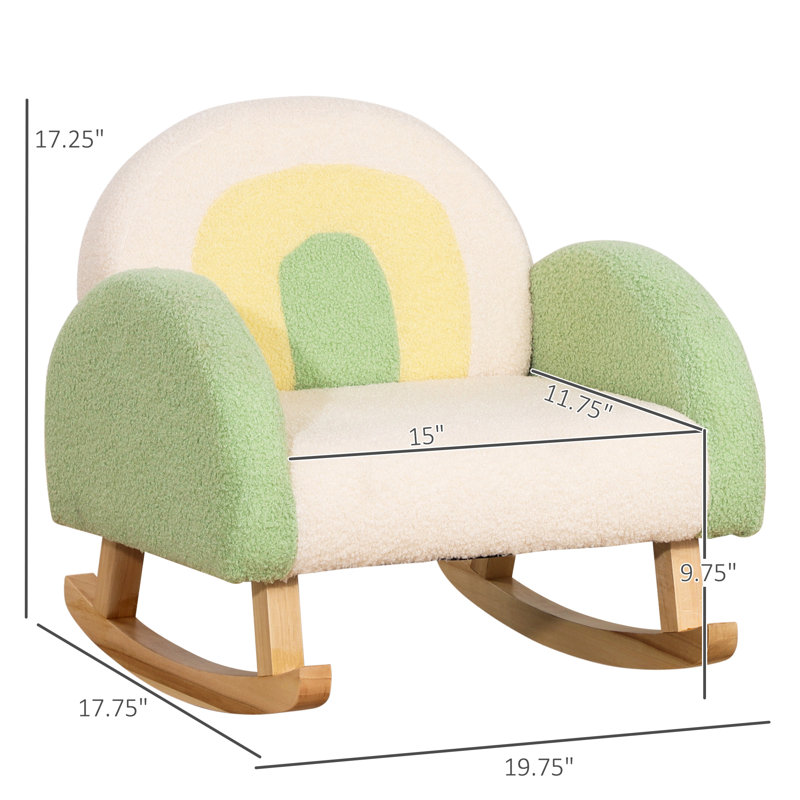 Igal Kids Sofa, Toddler Rocking Chair with Solid Wooden Frame, Faux Lamb Fleece Fabric, Kids Arm Chair for Nursery or Playroom, Ages 18-36 months