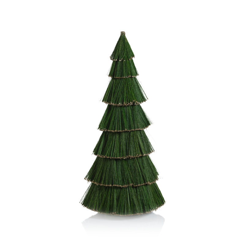 Arbre décoratif tigré vert avec garniture scintillante dorée, H 22 po x l 9 po x P 9 po