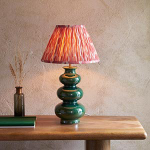 Monroe Ceramic, Steel And Brass Table Lamp, Coral Pink