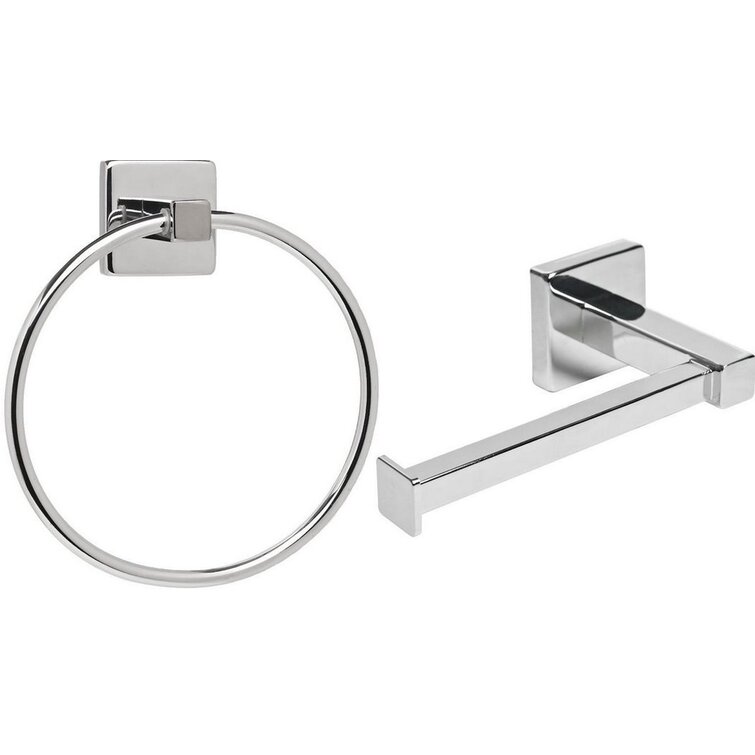 Wall Mounted Toilet Roll Holder with Towel Ring